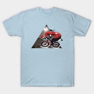 Mr. Apple slides on water with a bicycle T-Shirt